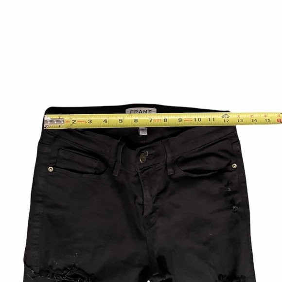 Frame Distressed ripped neutral black wash denim skinny jeans size 26 - Picture 9 of 13